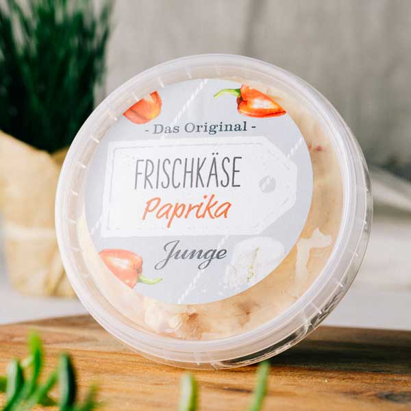 Frischkäse Paprika 150g ﻿Cremige Paprika-Frischkäsecreme mit milder Schärfe.