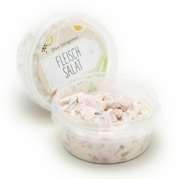 Geflügelfleischsalat 150g ﻿Auch zum Mitnehmen: Unser hauseigener, würziger Geflügelfleischsalat.